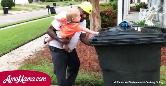 16-month-old boy is fascinated with his local garbage man. One day they finally made friends