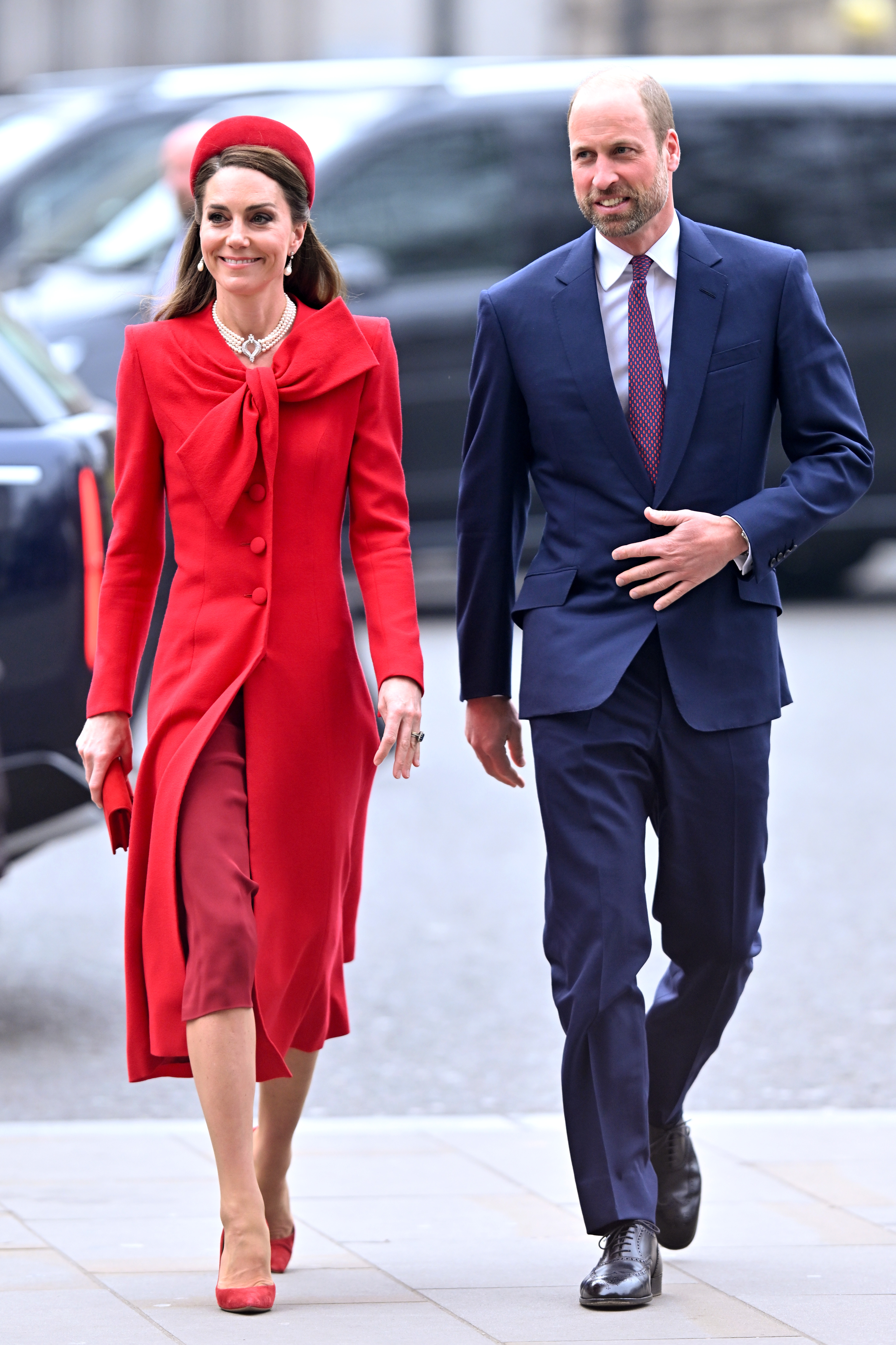 Kate Middleton and Prince William are seen arriving at the celebrations for Commonwealth Day on March 10, 2025, in London, England | Source: Getty Images