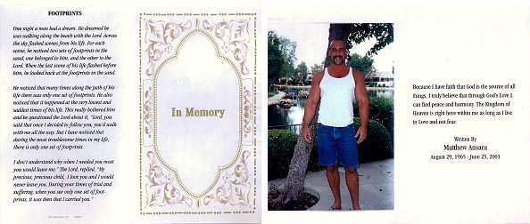 A portrait of Matthew Michael Ansara, the son of actress Barbara Eden, appears on the funeral memorial card from Ansara''s funeral July 2, 2001 in Hollywood, CA. Ansara was found dead on the night of June 25, 2001 slumped over the steering wheel of a parked car in Monrovia, California | Photo: Getty Images A portrait of Matthew Michael Ansara, the son of actress Barbara Eden, appears on the funeral memorial card from Ansara''s funeral July 2, 2001 in Hollywood, CA. Ansara was found dead on the night of June 25, 2001 slumped over the steering wheel of a parked car in Monrovia, California | Photo: Getty Images