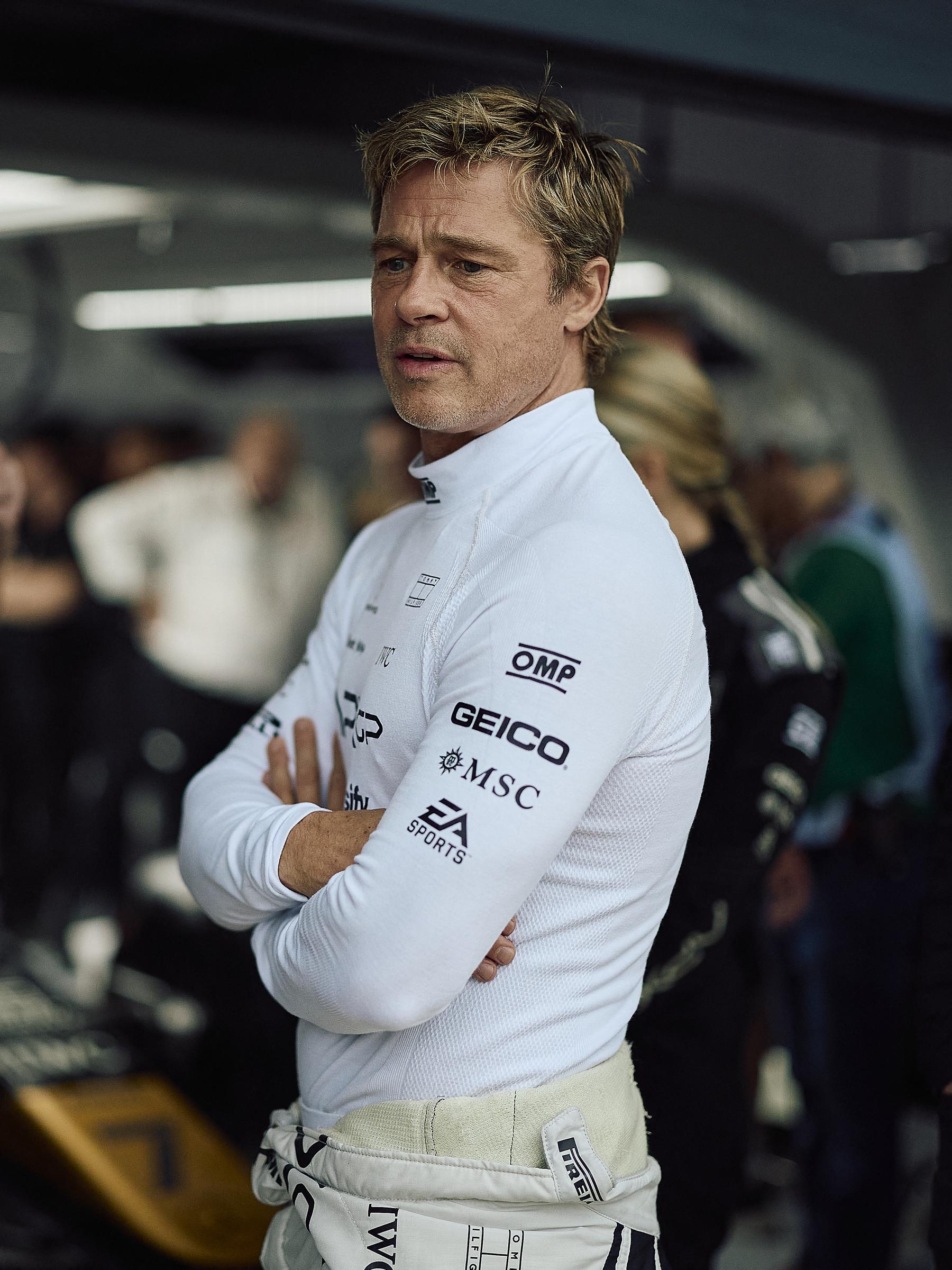 Brad Pitt follows the second practice session ahead of the Formula One British Grand Prix at the Silverstone motor racing circuit in Silverstone, central England, on July 5, 2024 | Source: Getty Images