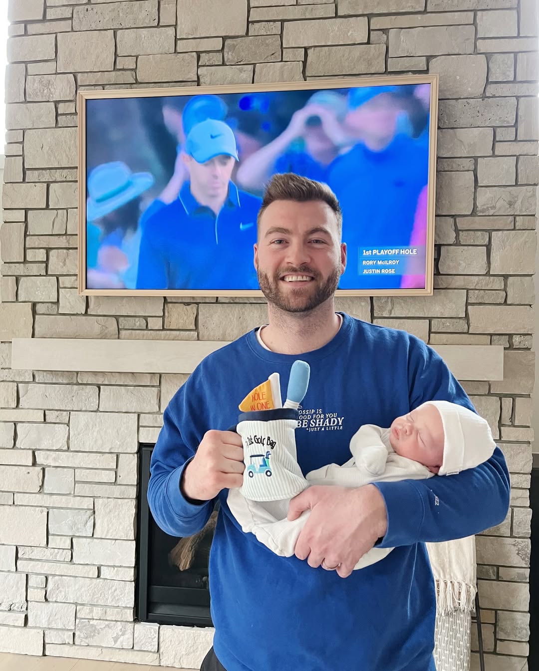 Evan McClintock holding his son, Elliot, on Hailie Jade Scott's Father's Day post from June 15, 2025 | Source: Instagram/hailiejade