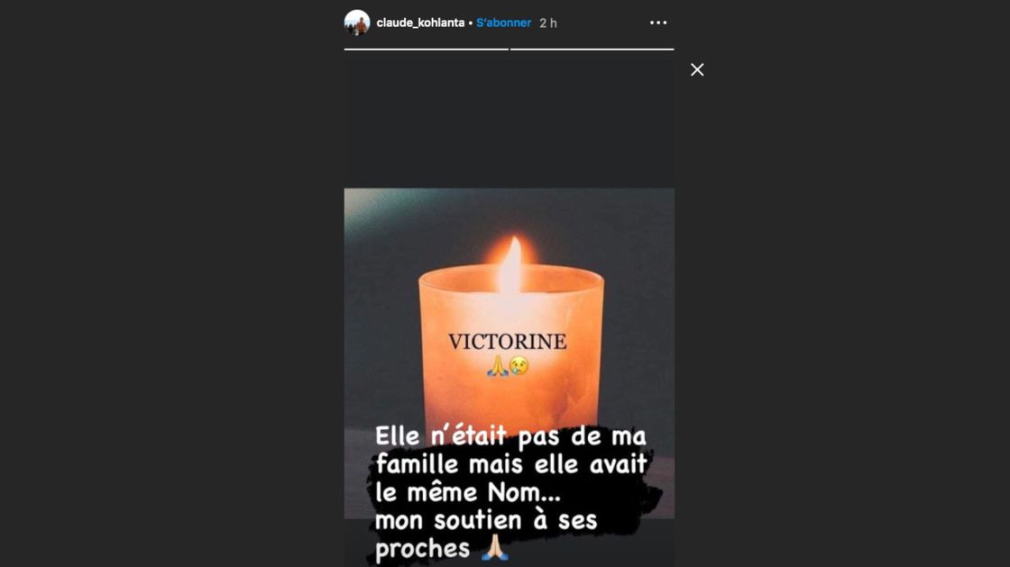 Story de Claude Dartois en hommage à Victorine | Photo : Instagram/claudedartois