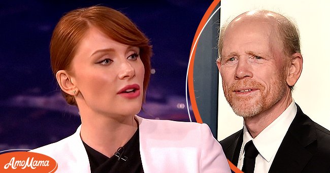 Bryce Dallas Howard in an interview with Conan O'Brien in June 2015 [left]. Ron Howard on February 09, 2020 in Beverly Hills, California [right] | Photo: YouTube/TeamCoco - Getty Images