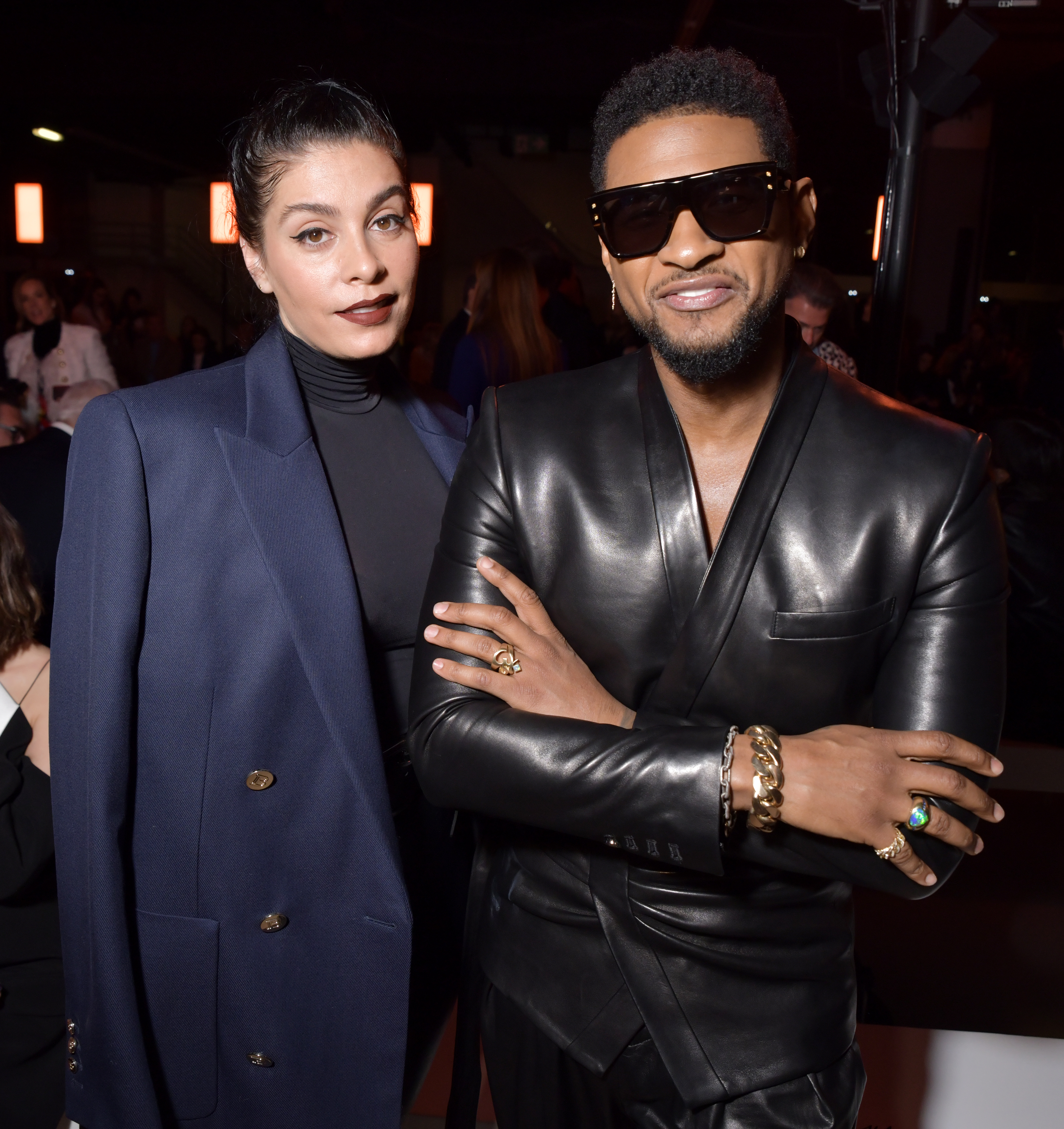 Jenn Goicoechea and Usher during Paris Fashion Week in Paris, France on February 28, 2020 | Source: Getty Images