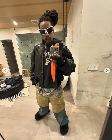 Wiz Khalifa poses for a mirror selfie in a layered Balenciaga outfit in a post dated September 8, 2025. | Source: Instagram/drip