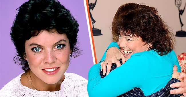 Erin Moran poses for "Happy Days" in 1974 and a side-by-side photo of her in recent years. | Source: Getty Images