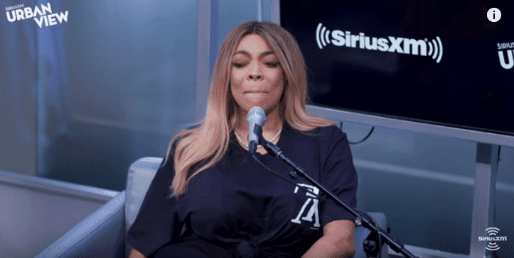 Wendy Williams taking a moment to compose herself while talking about her divorce to husband Kevin Hunter on The Karen Hunter Show | Photo: YouTube/SiriusXM