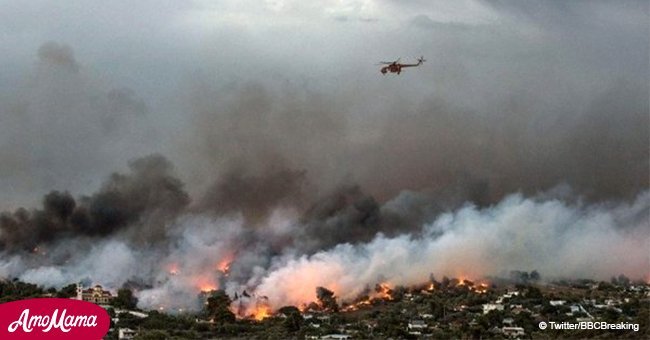 Tragic footage shows people desperately trying to escape deadly wildfires in Greece