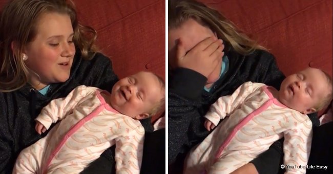 La petite Allie âgée de 9 ans a fondu en larmes après avoir réalisé que sa voix faisait sourire sa petite sœur