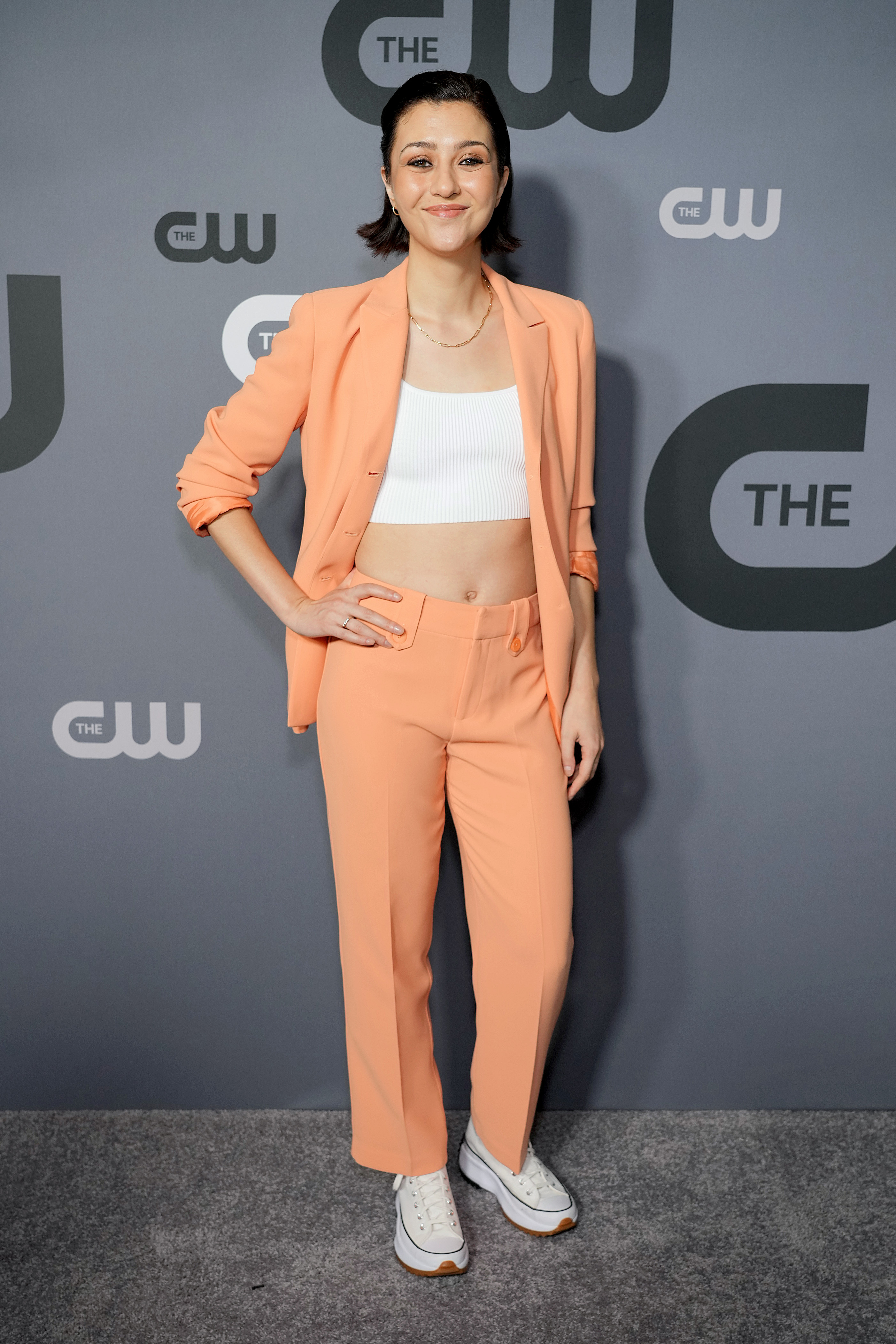 Katie Findlay poses at The CW Network's 2022 Upfront Arrivals at New York City Center on May 19, 2022, in New York City | Source: gety Images