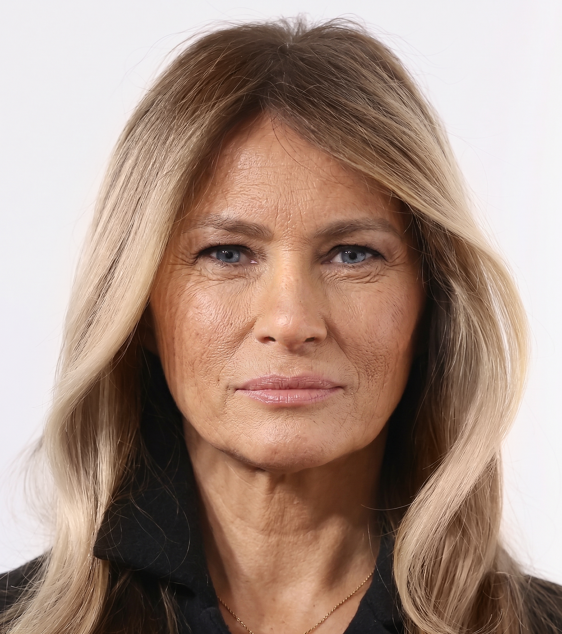 This AI-rendered image illustrates how Trump might look with the effects of advanced natural aging. The depiction adds wrinkles, softer facial contours, and other age-related changes while preserving her overall appearance. | Source: Gemini