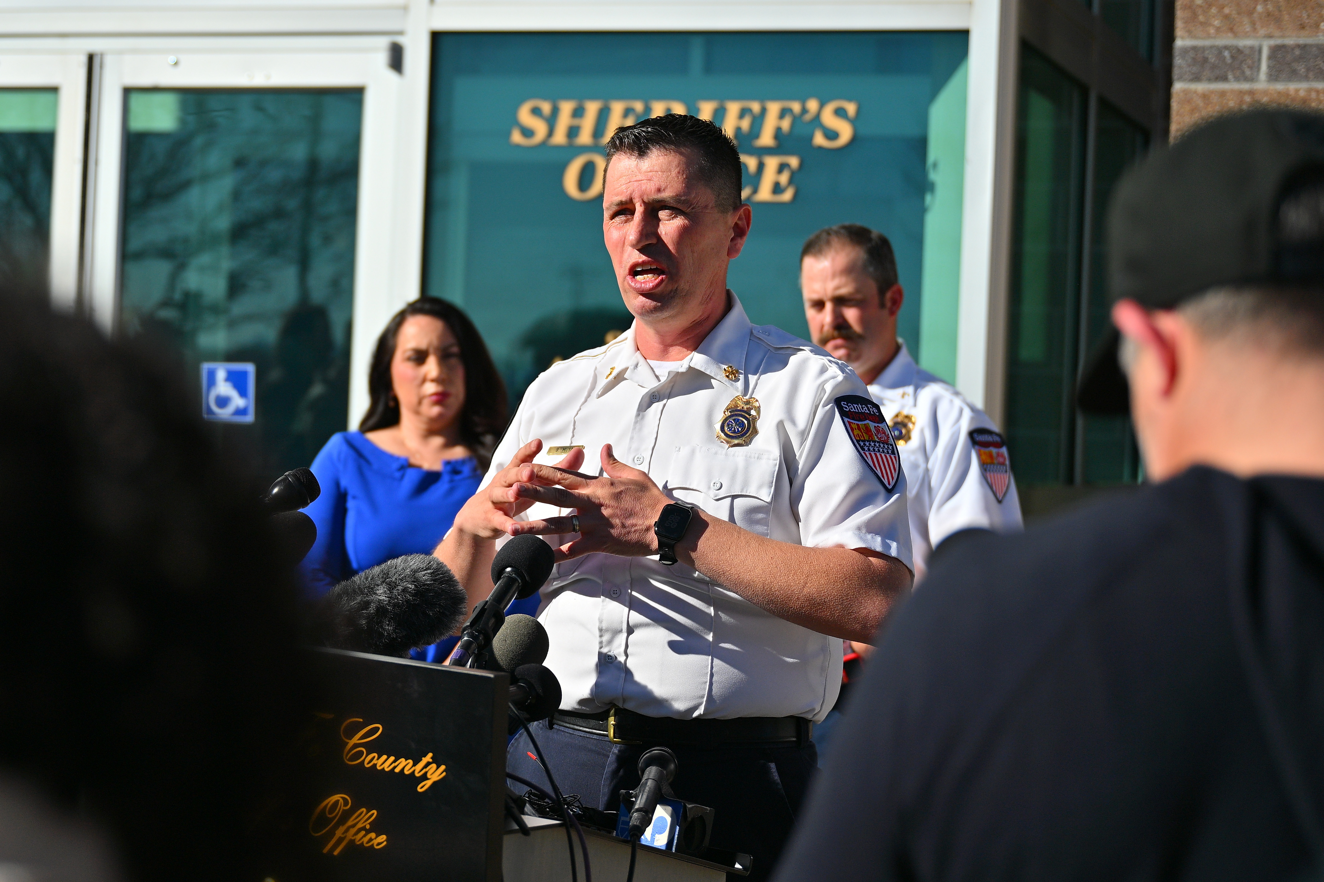 Chief Brian Moya speaks during a press conference at the Santa Fe County Sheriff's Office, on February 28, 2025 | Source: Getty Images