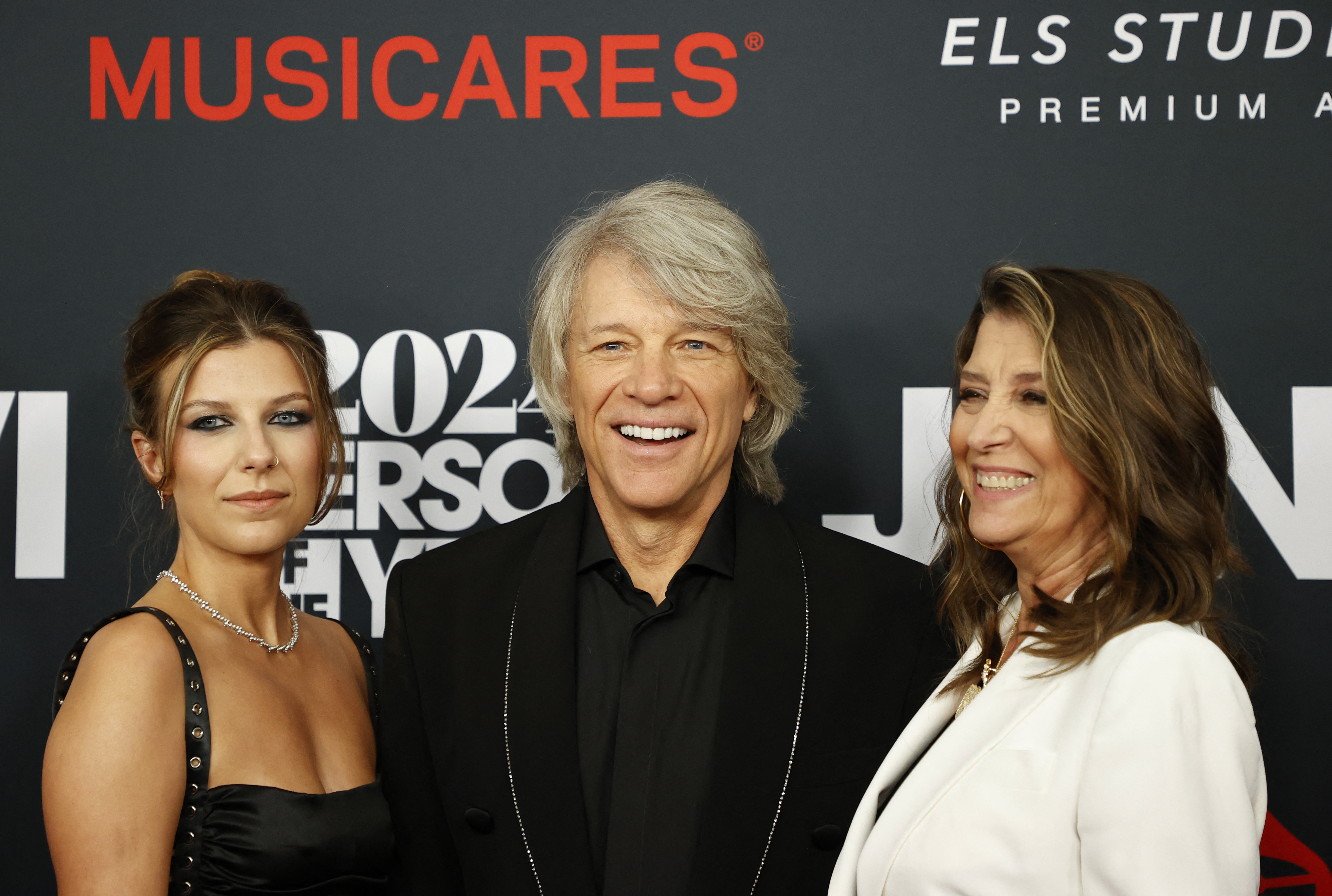 Stephanie Rose Bongiovi, Jon Bon Jovi, and Dorothea Bongiovi attend the MusiCares Person of the Year gala in Los Angeles, on February 2, 2024. | Source: Getty Images