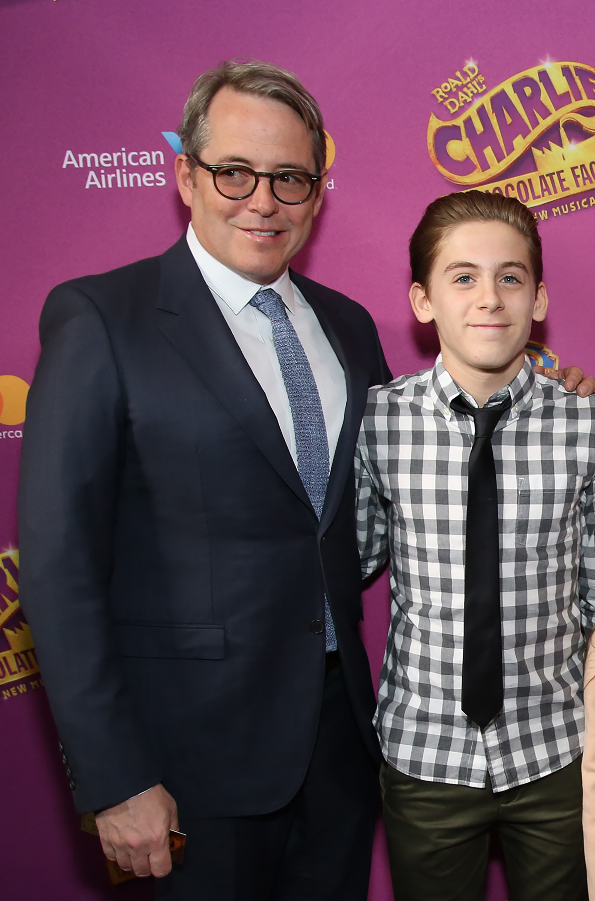 Matthew Broderick and James Broderick at the Broadway opening performance of "Charlie and the Chocolate Factory" at the Lunt-Fontanne Theatre on April 23, 2017, in New York City | Source: Getty Images