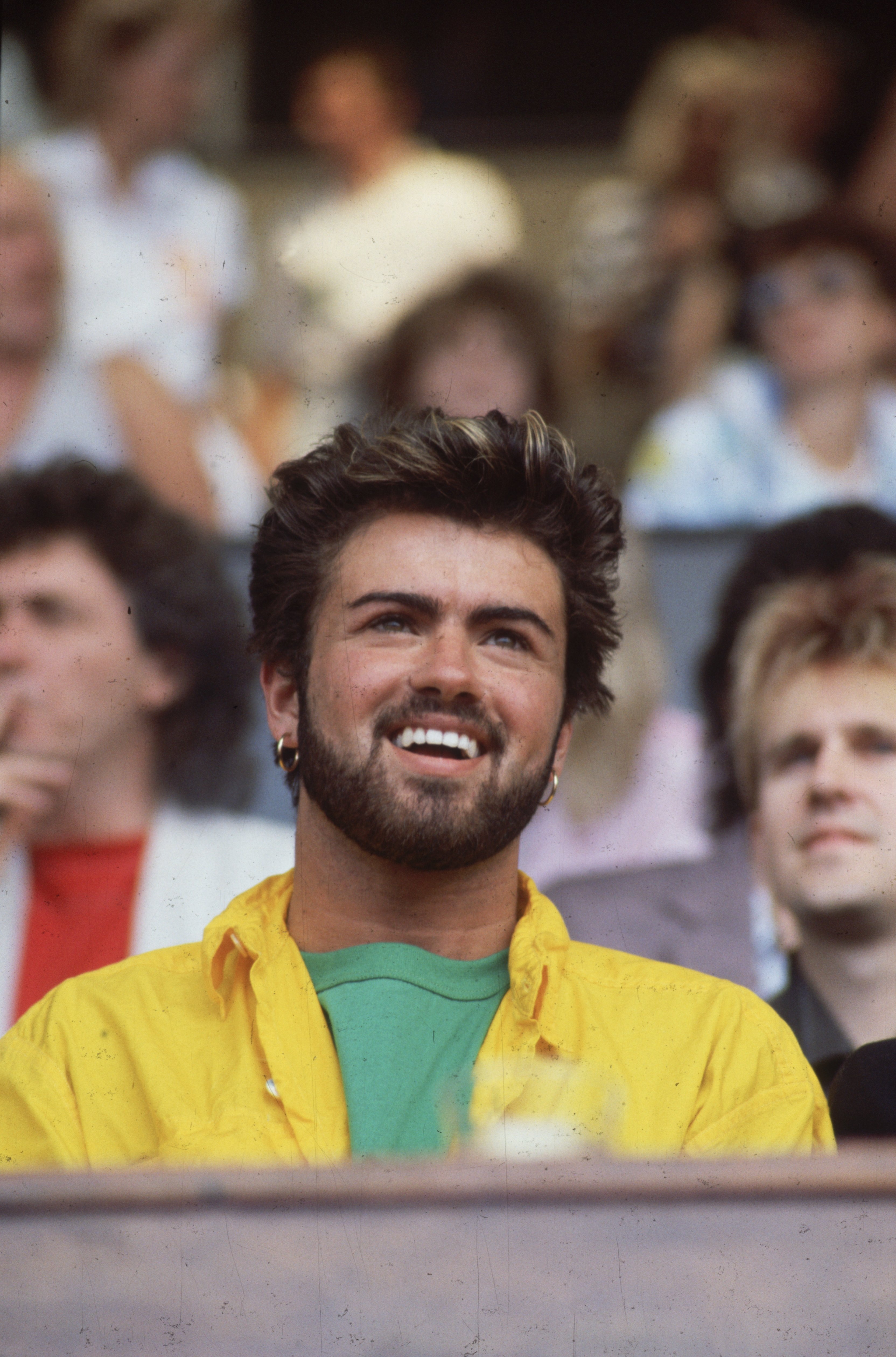 British singer George Michael at the Live Aid Concert in Wembley Stadium, London. | Source: Getty Images