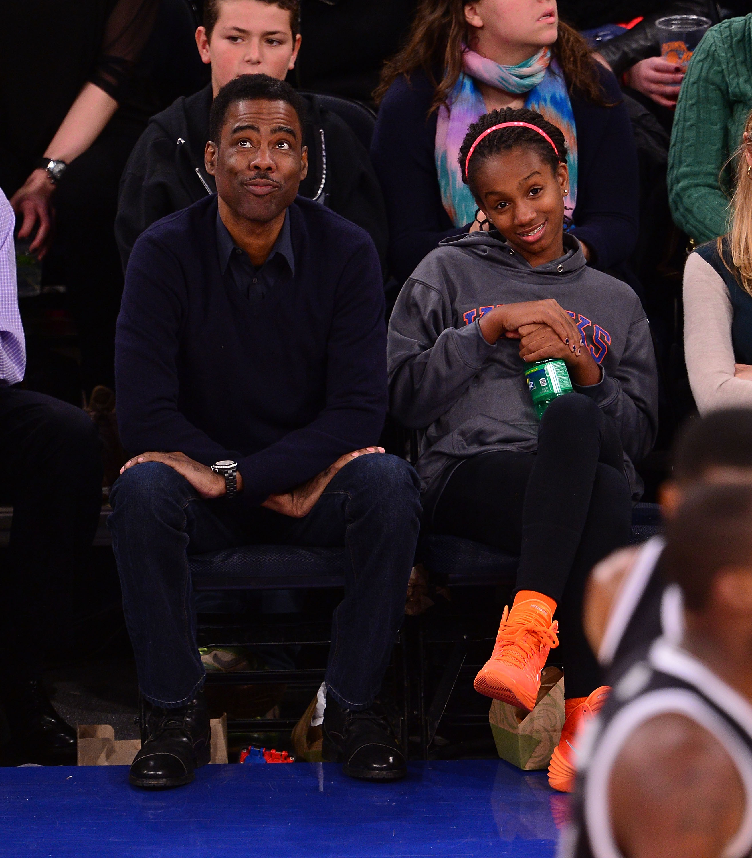Chris Rock and Lola Rock attend the Brooklyn Nets vs New York Knicks game at Madison Square Garden on January 20, 2014, in New York City | Source: Getty Images
