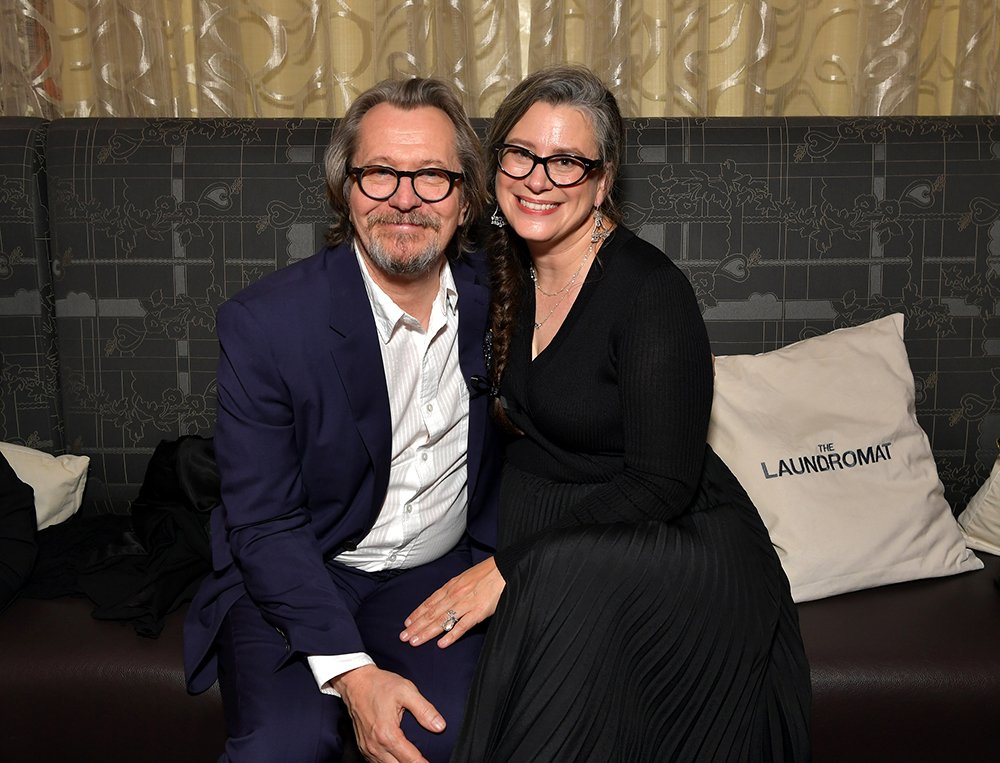 Gary Oldman and fifth wife Gisele Schmidt attending the North American Premiere of 'The Laundromat' in Toronto, Canada in 2020. I Image: Getty Images. 