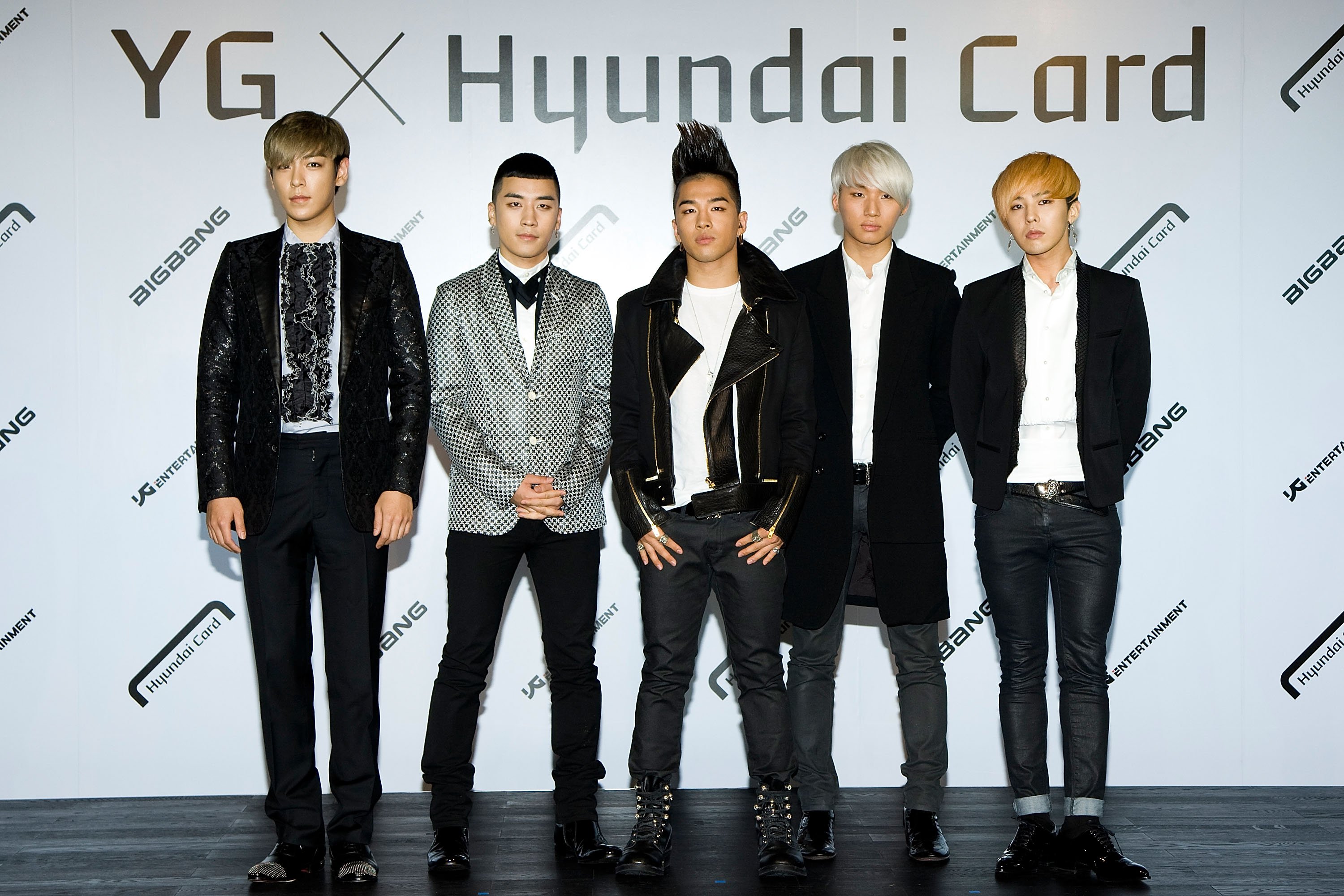 T.O.P, Seungri, Taeyang, Daesung, and G-Dragon of Big Bang at the Hyundai Card Collaboration with YG Entertainment on June 5, 2012, in Seoul, South Korea | Photo: Han Myung-Gu/WireImage/Getty Images