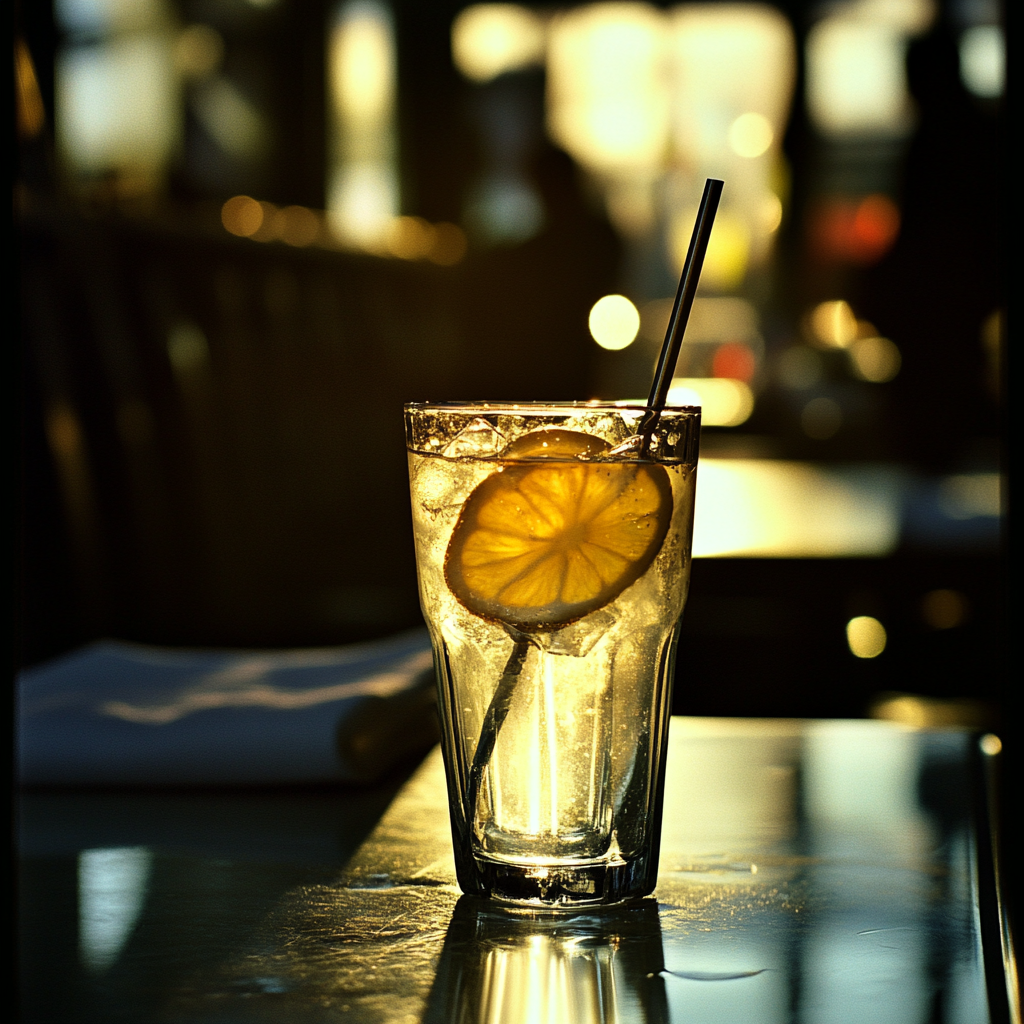 A glass of lemonade on a table | Source: Midjourney