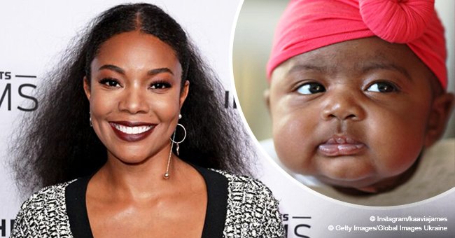 Gabby Union's 'shady baby' gives serious side eye while wearing pink headwrap in recent photo