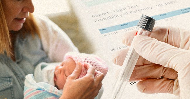Une femme tenant un bébé dans ses bras [à gauche];  un test ADN [à droite].  |  Источник: Shutterstock