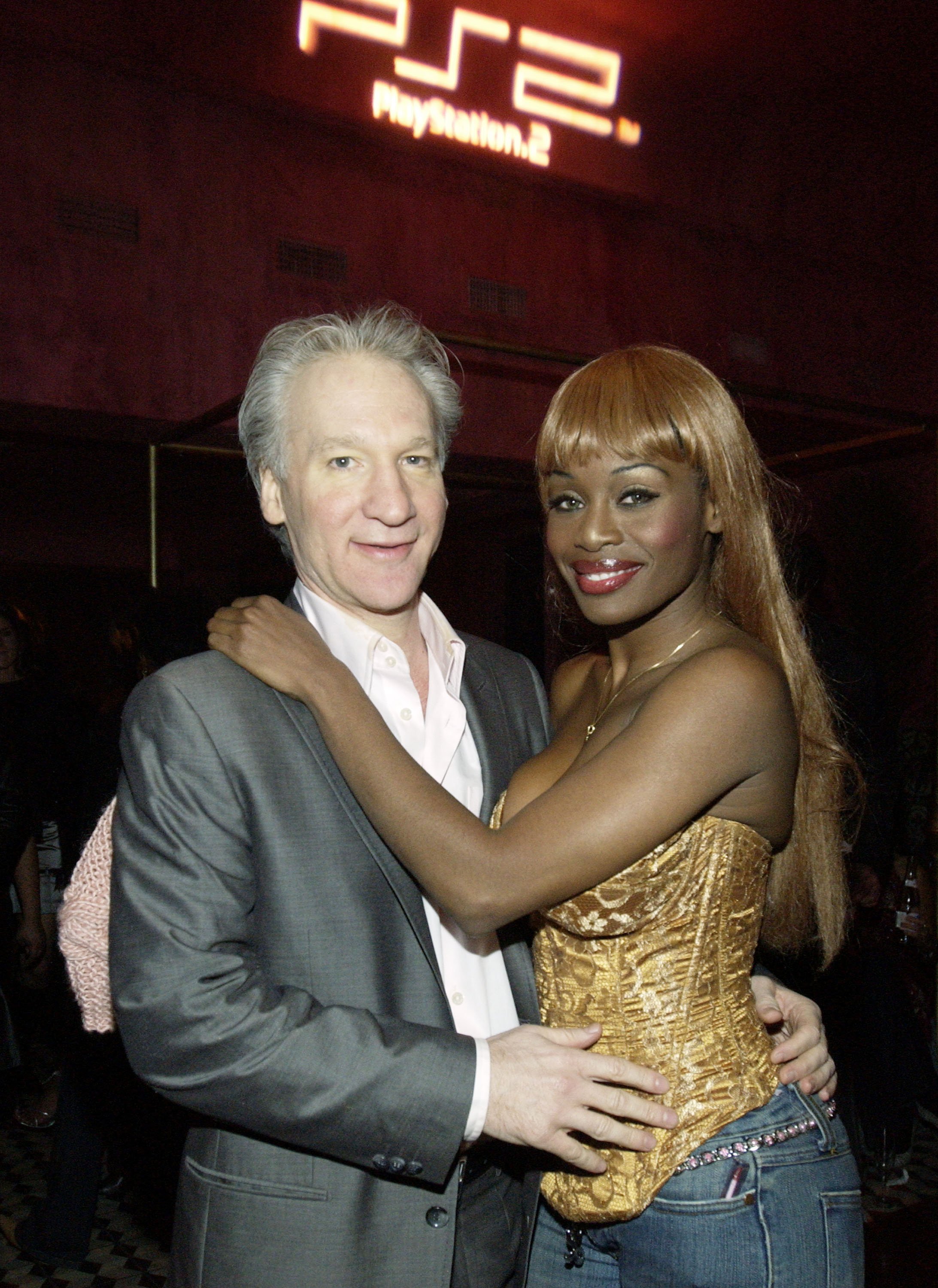 Bill Maher and Coco Johnsen at the PlayStation 2 Pre-Grammy Party on February 6, 2004 | Source: Getty Images