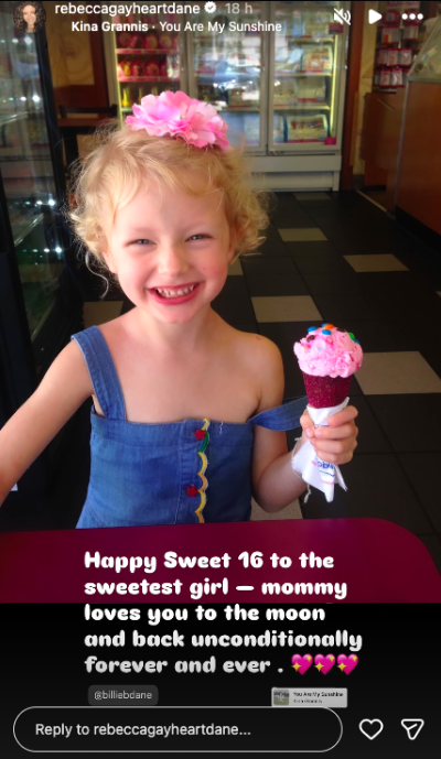 A throwback photo of Billie Dane, shared by her mom to commemorate her 16th birthday, posted on March 3, 2026. | Source: Instagram/rebeccagayheartdane