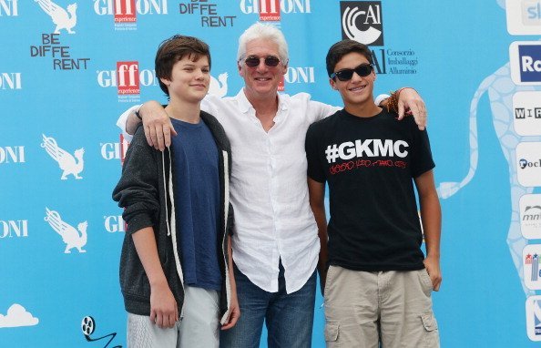Richard Gere and his son Homer (1st left) attend the Giffoni Film Festival photocall on July 22, 2014, in Giffoni Valle Piana, Italy. | Source: Getty Images.