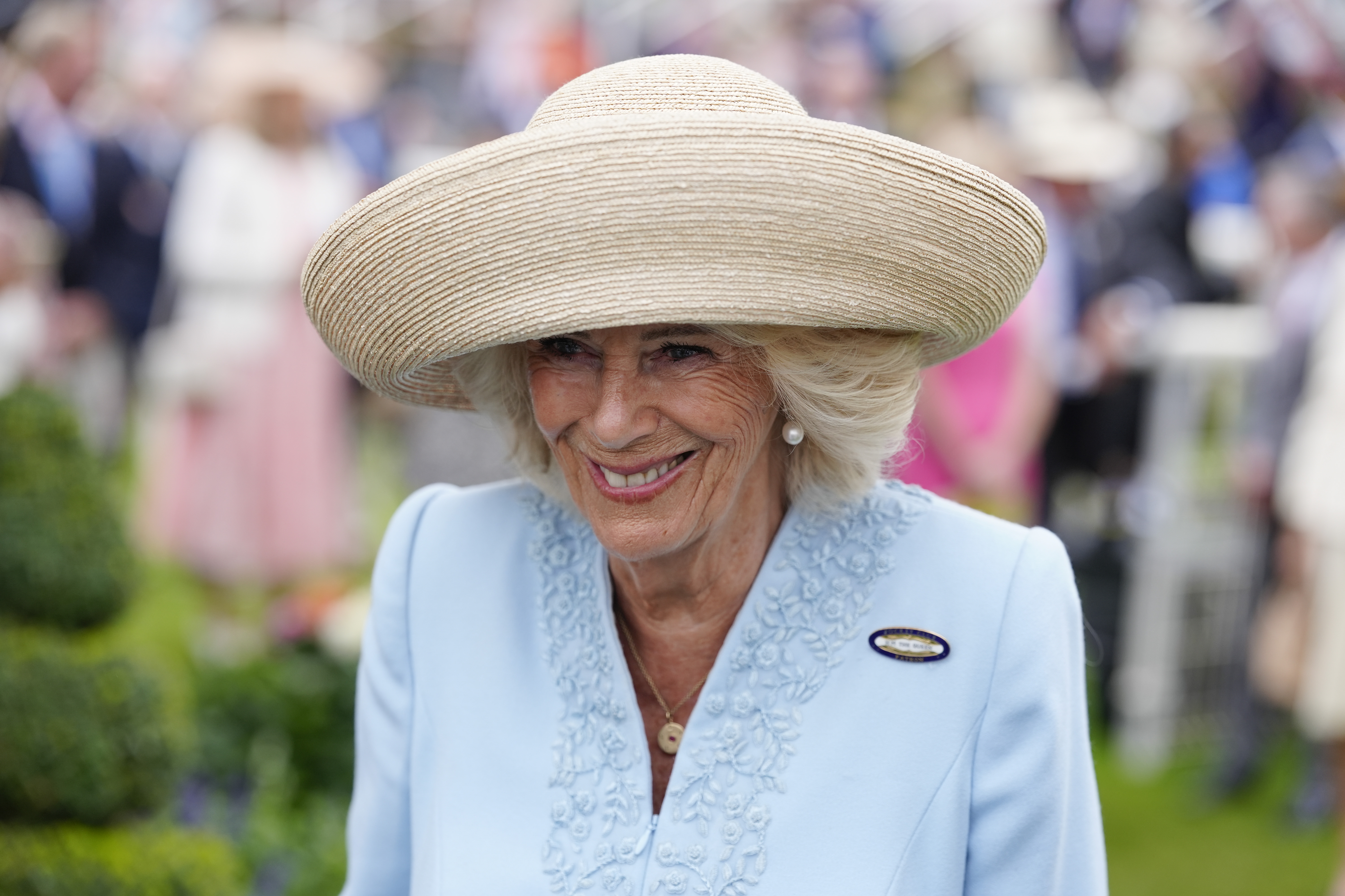 Queen Camilla poses at York Racecourse in England on August 23, 2025 | Source: Getty Images