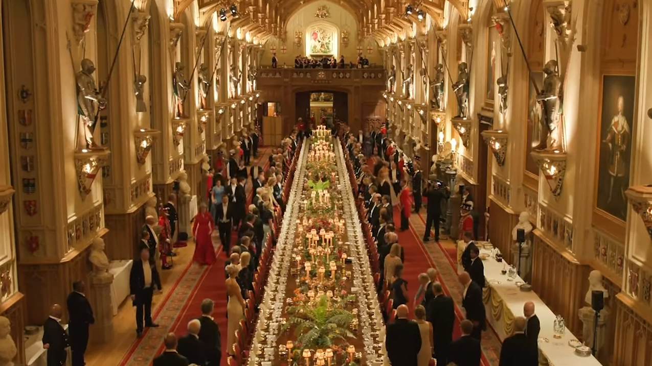 The crowd inside St George's Hall during the state banquet in Windsor Castle, held on September 17, 2025 | Source: YouTube/@WhiteHouse