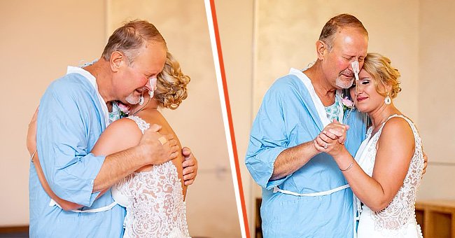 [Left] Steve and Janae share an emotional hug; [Right] Janae dances with her father while resting her head on his shoulder. | Source: facebook.com/janae.r.price 