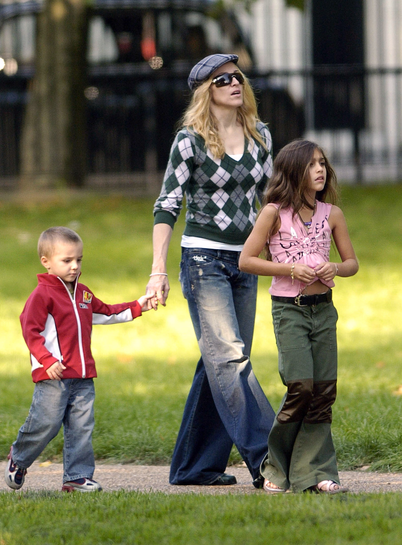 Rocco John, Madonna and Lourdes Leon spotted out in London, England in 2004. | Source: Getty Images