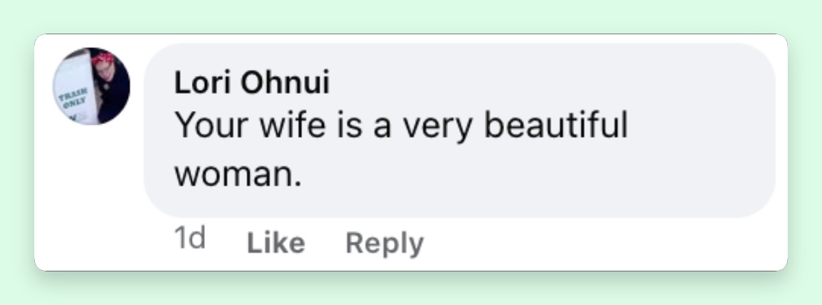 One netizen's reaction on Facebook to Terry Crews and Rebecca King-Crews at the 2026 Gold Gala | Source: Facebook/realterrycrews