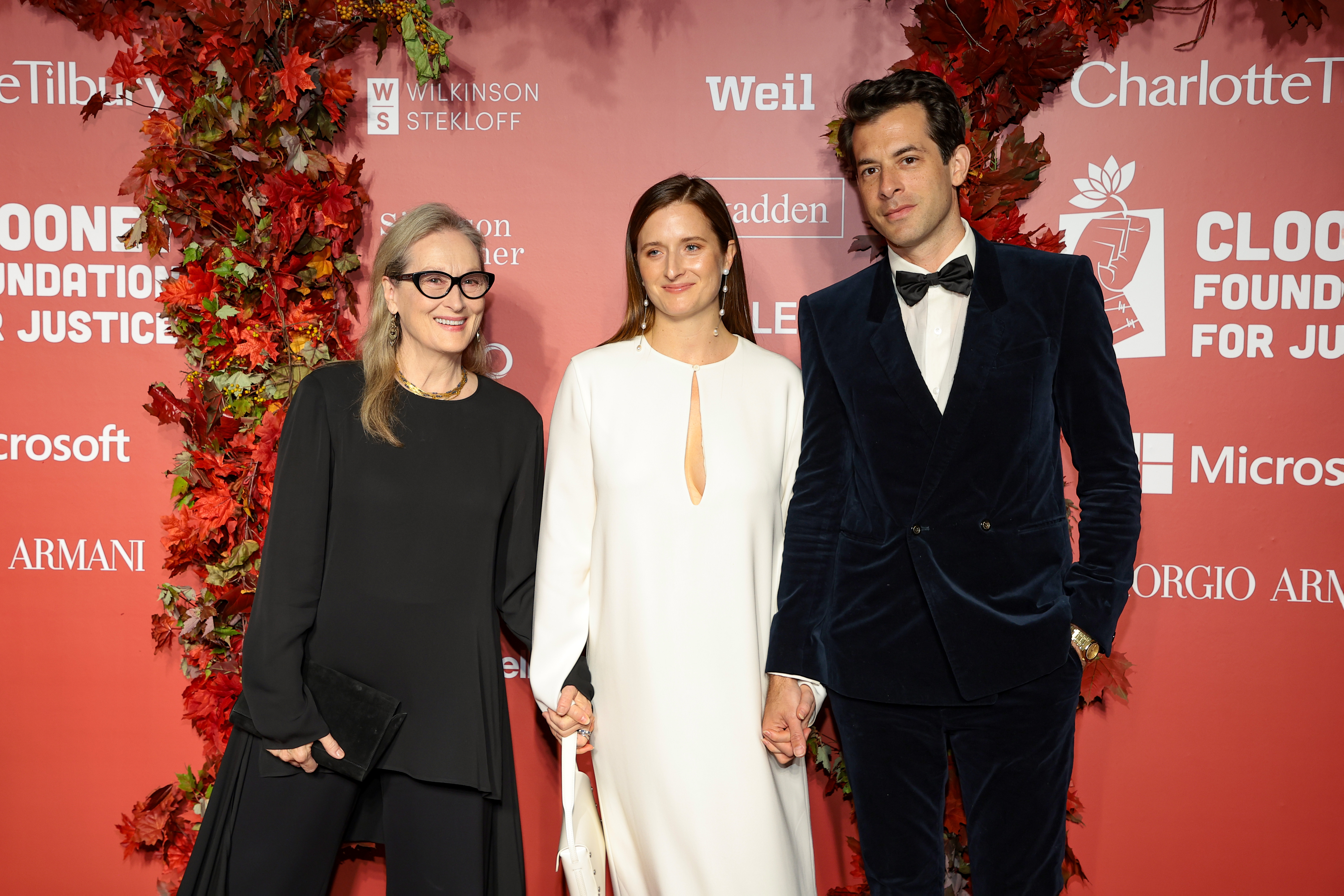 Meryl Streep, Grace Gummer, and Mark Ronson during the Clooney Foundation For Justice Inaugural Albie Awards at New York Public Library on September 29, 2022, in New York City. | Source: Getty Images