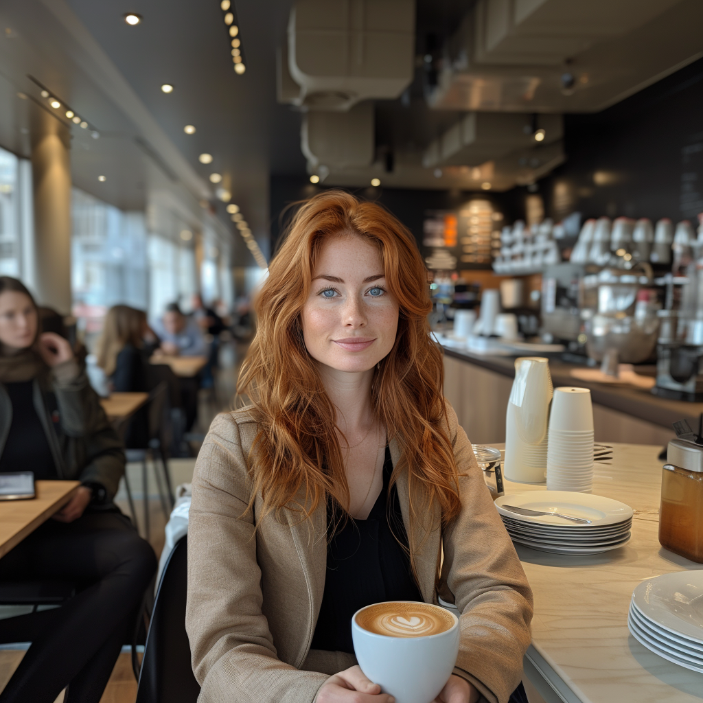 Jenna on her coffee-break | Source: Midjourney