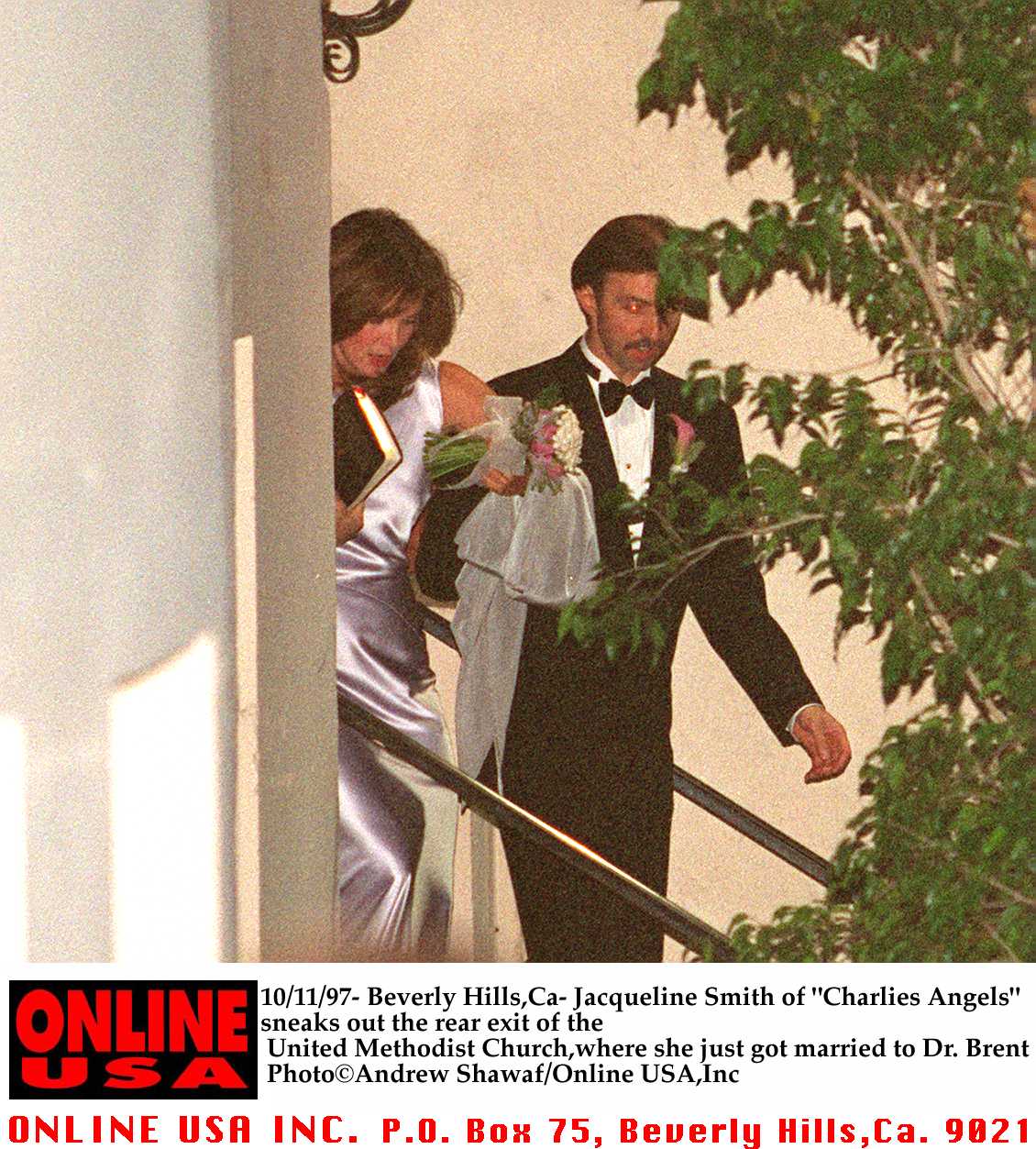 Beverly Hills,Ca Jacqueline Smith Leaving The Rear Exit Of The Methodist Church Where She Just Got Married To Dr. Brent Allen. | Source: Getty Images