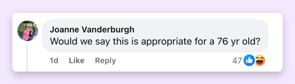 A netizen's comment about Vera Wang's look for the Met Gala on May 4, 2026 | Source: Facebook/Page Six