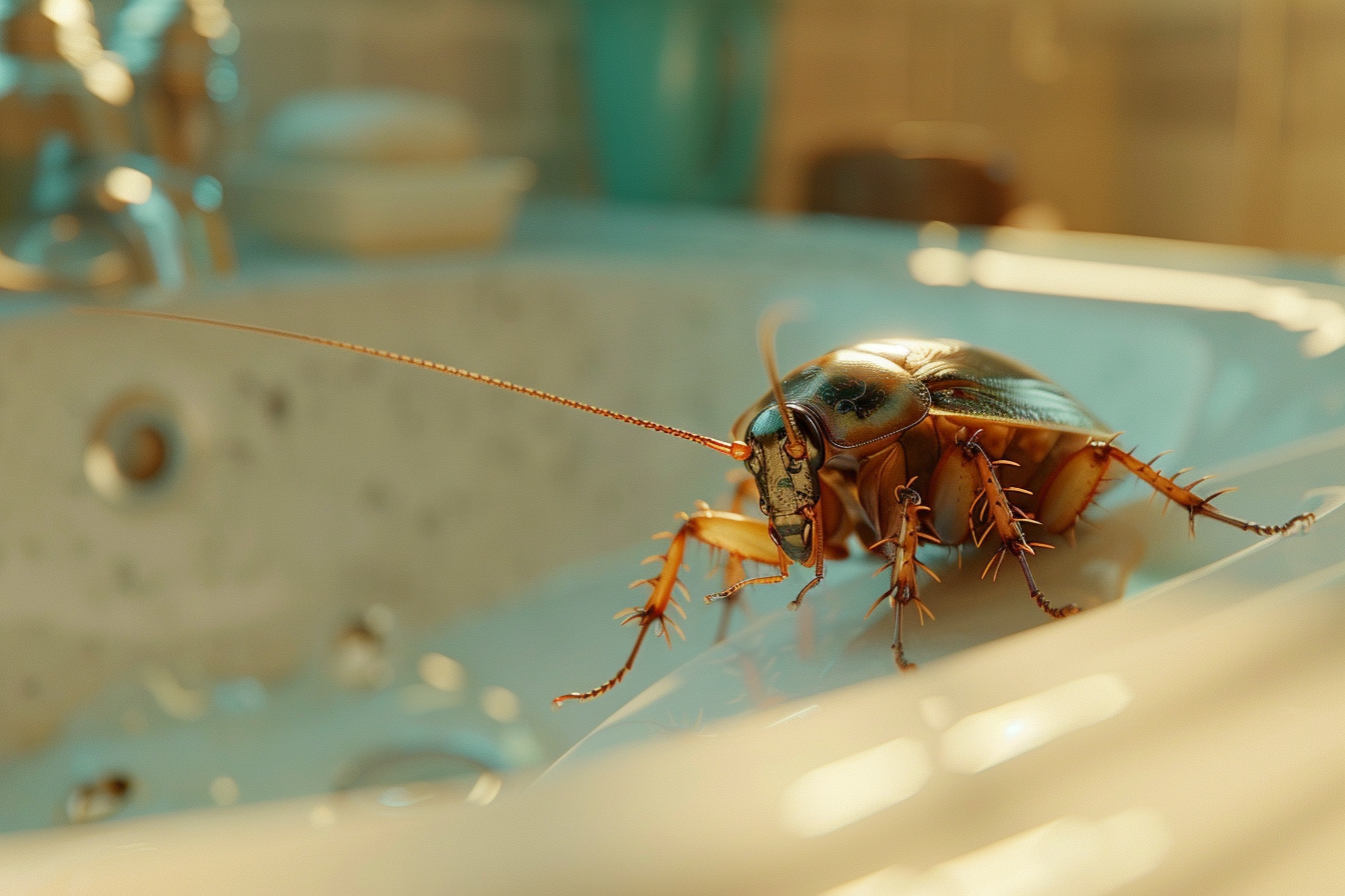 Close-up of a cockroach on a bathroom sink | Source: Midjourney