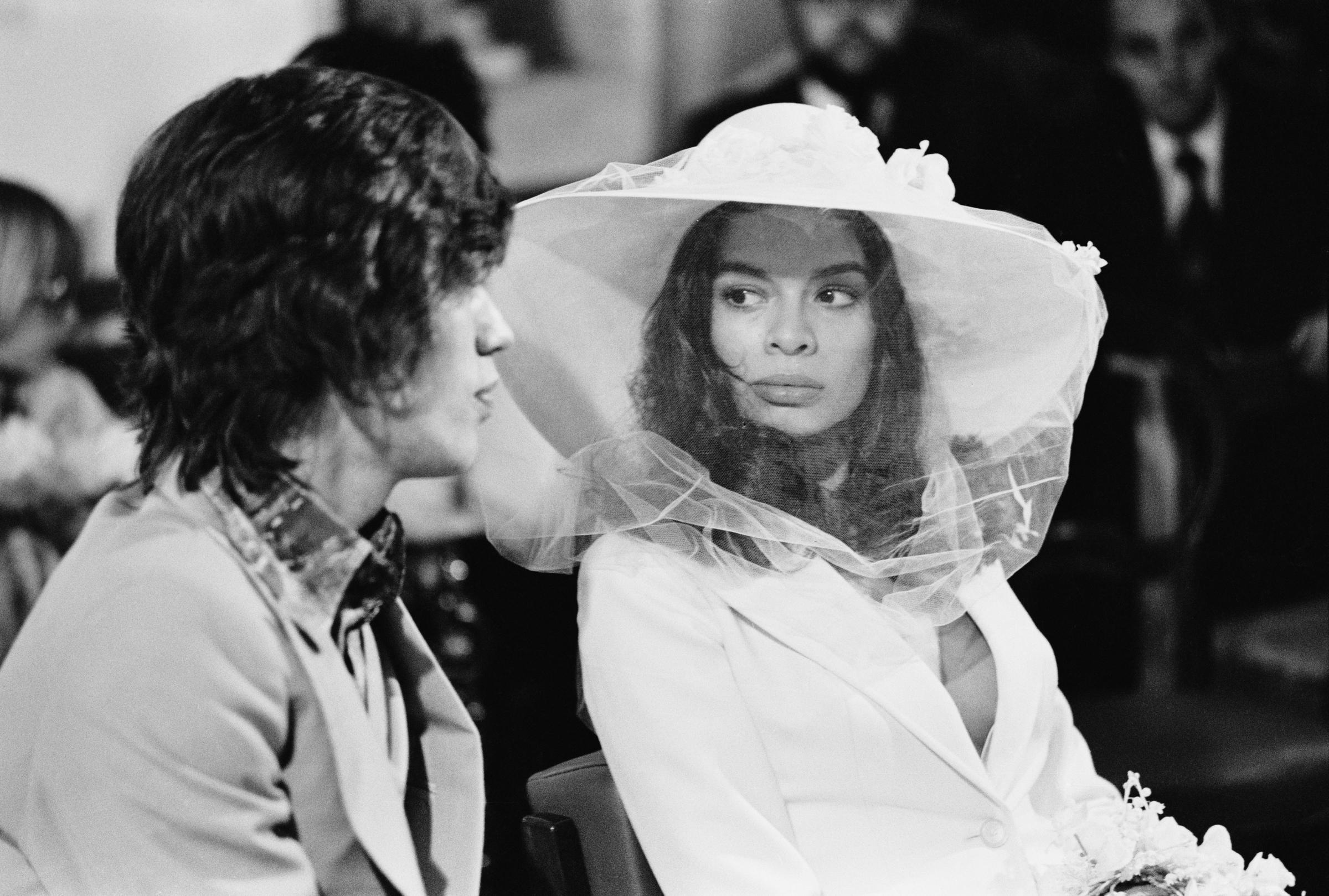 Mick Jagger and Bianca Jagger on their wedding at the Church of St. Anne, St Tropez on May 12, 1971 | Source: Getty Images