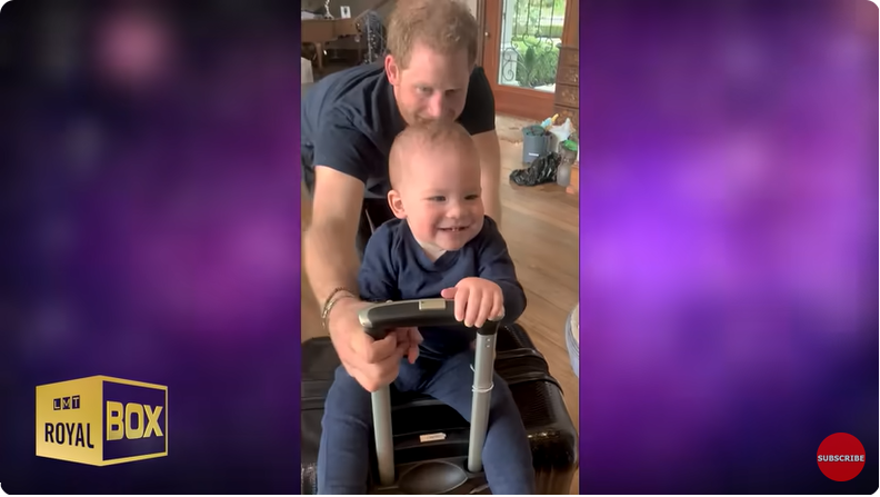 Prince Harry, Duke of Sussex playing with Archie Harrison Mountbatten-Windsor at home from a YouTube video dated December 15, 2022 | Source: Youtube/@LMT