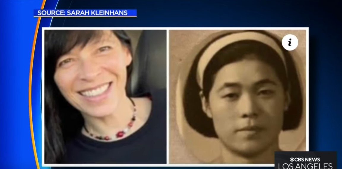 Picture of Sarah Kleinhans and her biological mother | Source: Youtube/CBS Los Angeles 