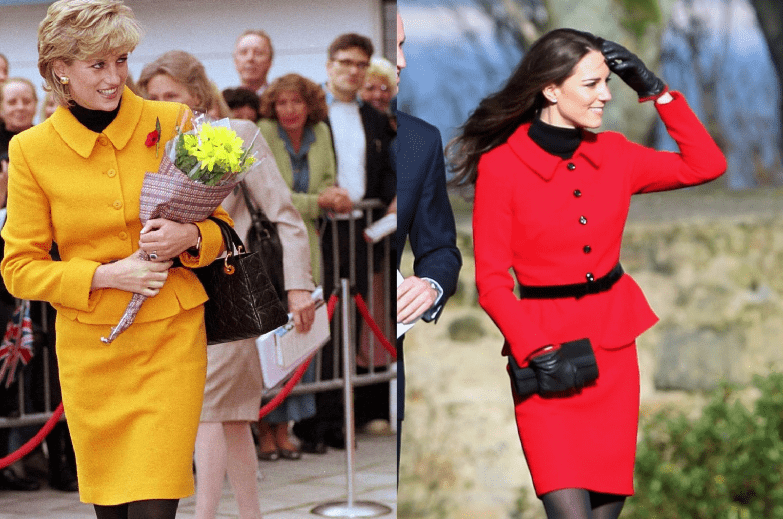 Diana de Gales en 1996 y Kate Middleton en 2001. │Foto: Getty Images
