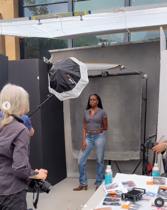 Michelle Obama at the Annie Leibovitz shoot | Source: Source: Instagram/michelleobama