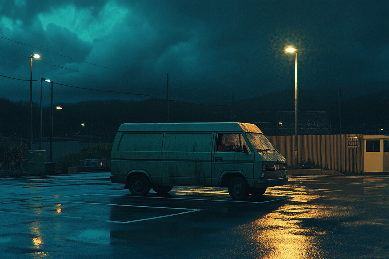 A van in a parking lot | Source: Midjourney