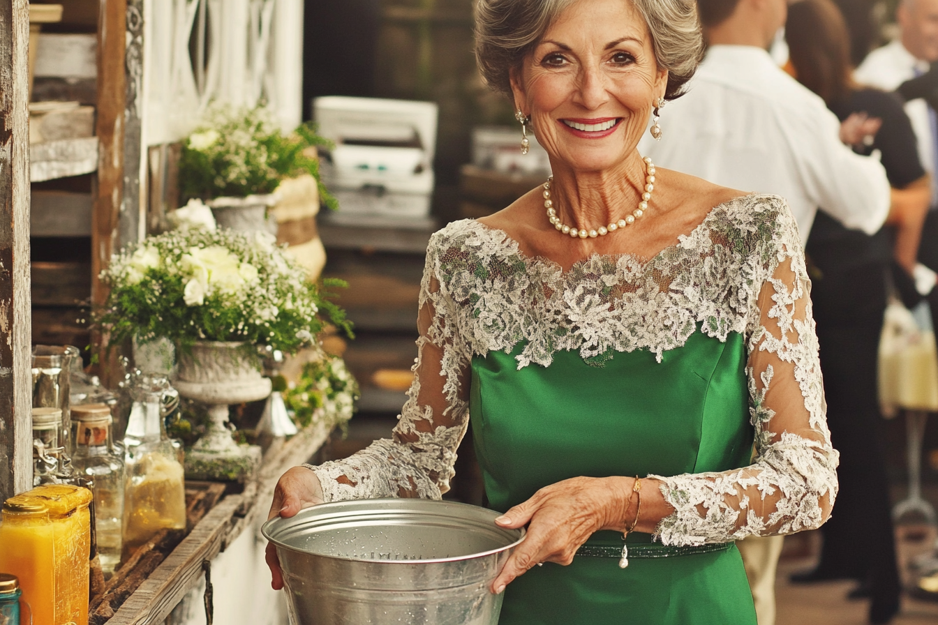 A woman holding a bucket | Source: Midjourney