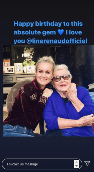 Capture d'écran de la story Instagram de Laeticia Hallyday pour le 92ème anniversaire de Line Renaud le 2 juillet 2020 | Photo : Instagram/lhallyday/