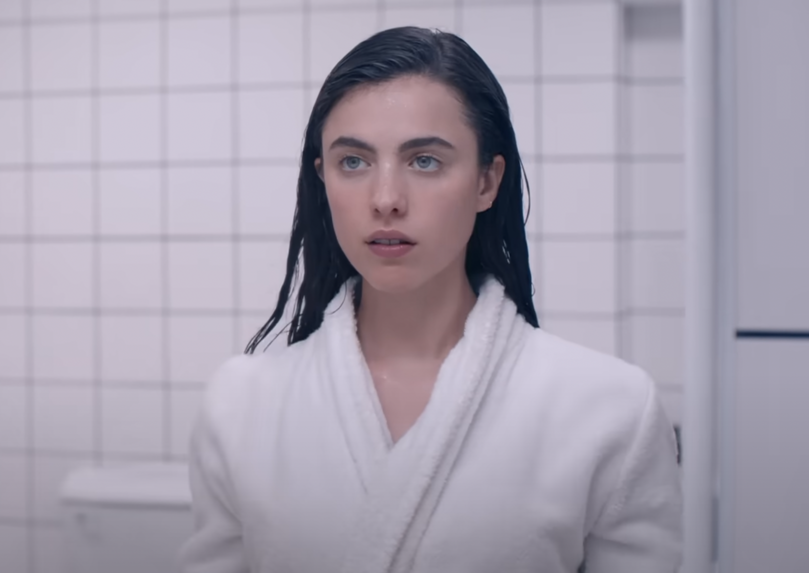 Margaret Qualley on the set of "The Substance," in 2024 | Source: YouTube/MUBI