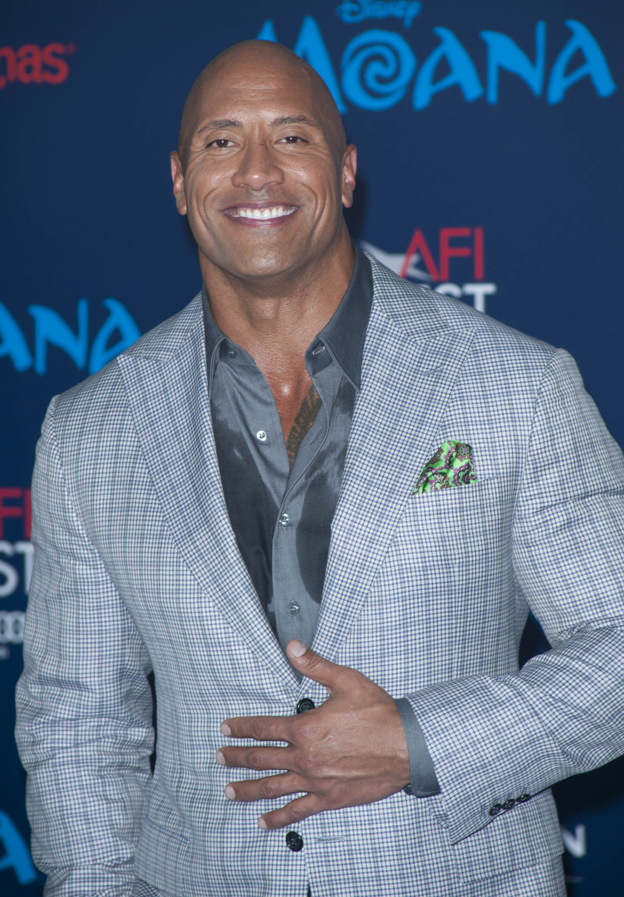 Dwayne Johnson at the Disney premiere of "Moana"  in Hollywood, California, on November 14, 2016 | Source: Getty Images