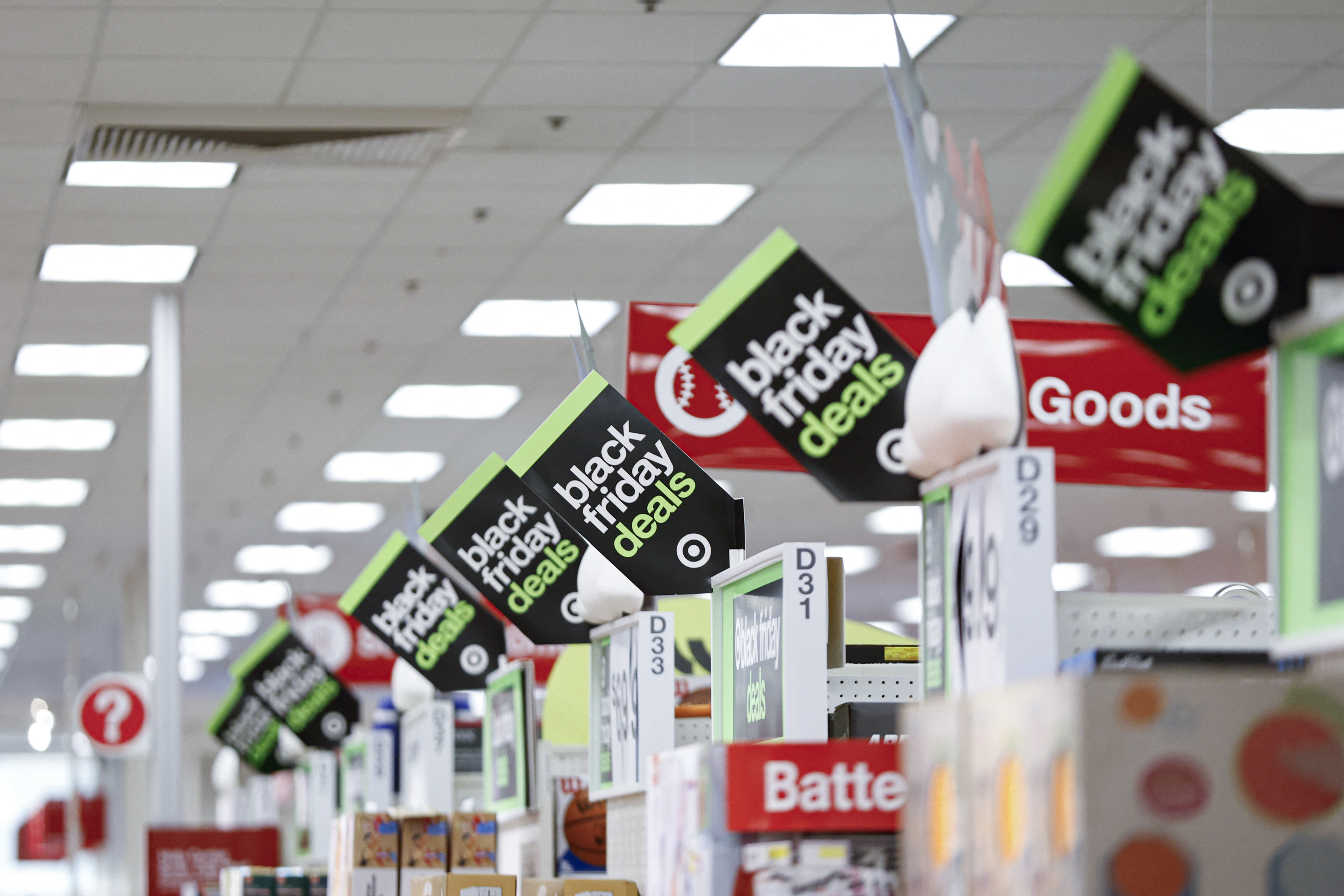 Black Friday sale signs at a Chicago Target store, November 26, 2024 | Source: Getty Images