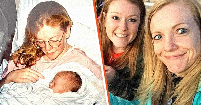 [Izquierda] Amy Erickson sosteniendo a su hija en brazos después del parto; [Derecha] Amy Erickson y su hija sonriendo en una selfie. | Foto: Facebook.com/Ama lo que importa